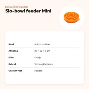 Slo-bowl feeder Mini Oranje 22 x 22 x 5 cm – anti-schrokbak – productinformatie