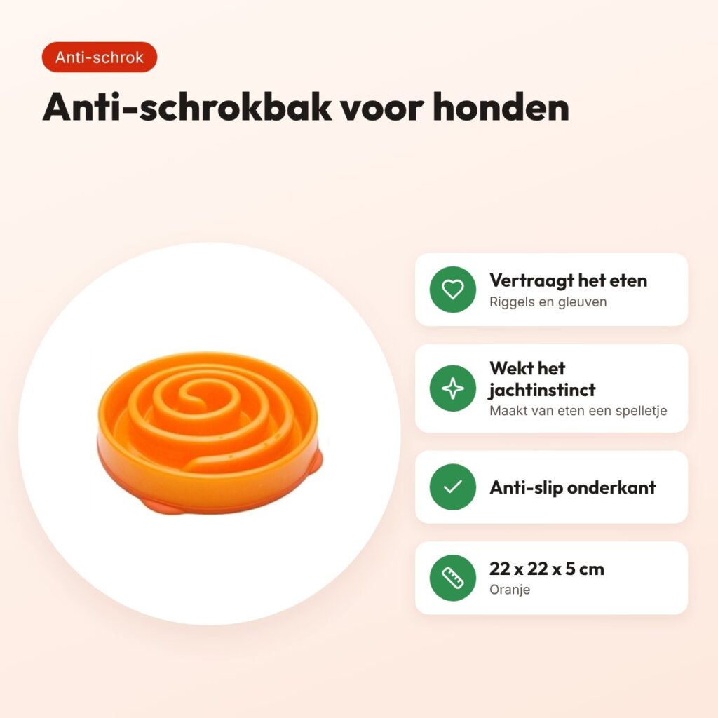 Slo-bowl feeder Mini Oranje 22 x 22 x 5 cm – anti-schrokbak – voordelen