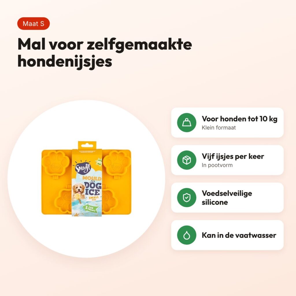 Smoofl ijsmal voor hondenijsjes small – pootvorm, honden tot 10 kg – voordelen