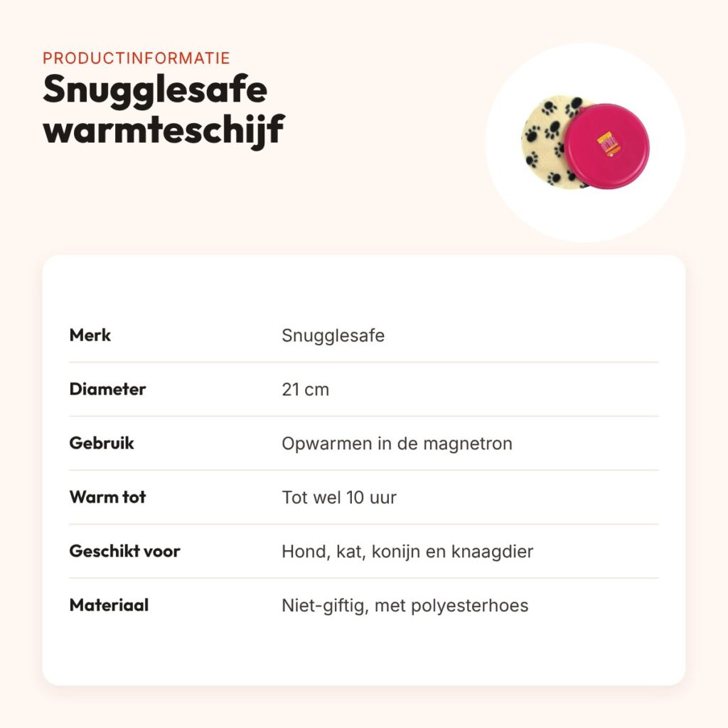 Snugglesafe warmteschijf voor hond en kat 21 cm – magnetronveilig – productinformatie