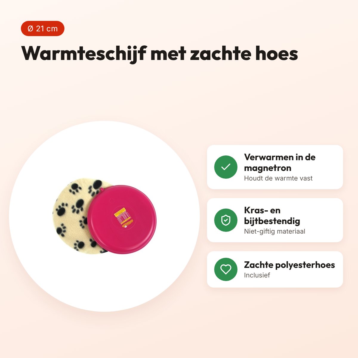 Snugglesafe warmteschijf voor konijnen en knaagdieren 21 cm – met hoes – voordelen