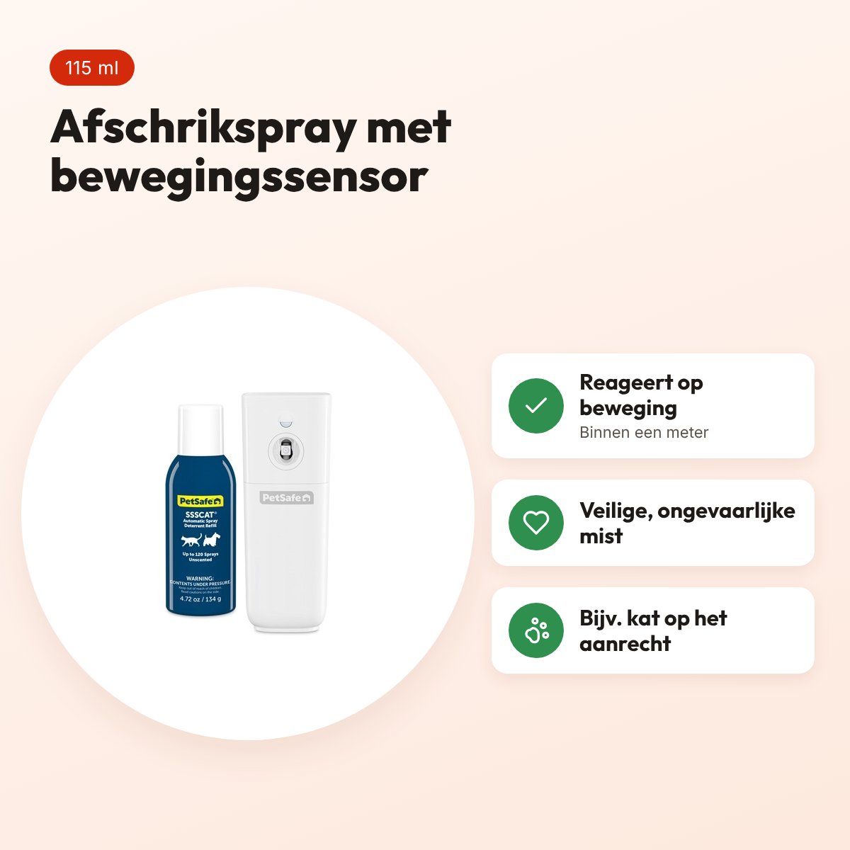 SSSCAT afschrikspray voor katten 115 ml – met bewegingssensor – voordelen