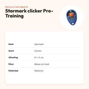 Starmark clicker Pro-Training blauw en rood – 6 x 4 cm, roestvrij – productinformatie
