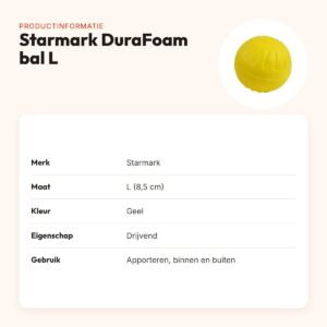 Starmark DuraFoam bal geel L 8,5 cm – drijvend hondenspeelgoed – productinformatie