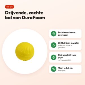 Starmark DuraFoam bal geel L 8,5 cm – drijvend hondenspeelgoed – voordelen