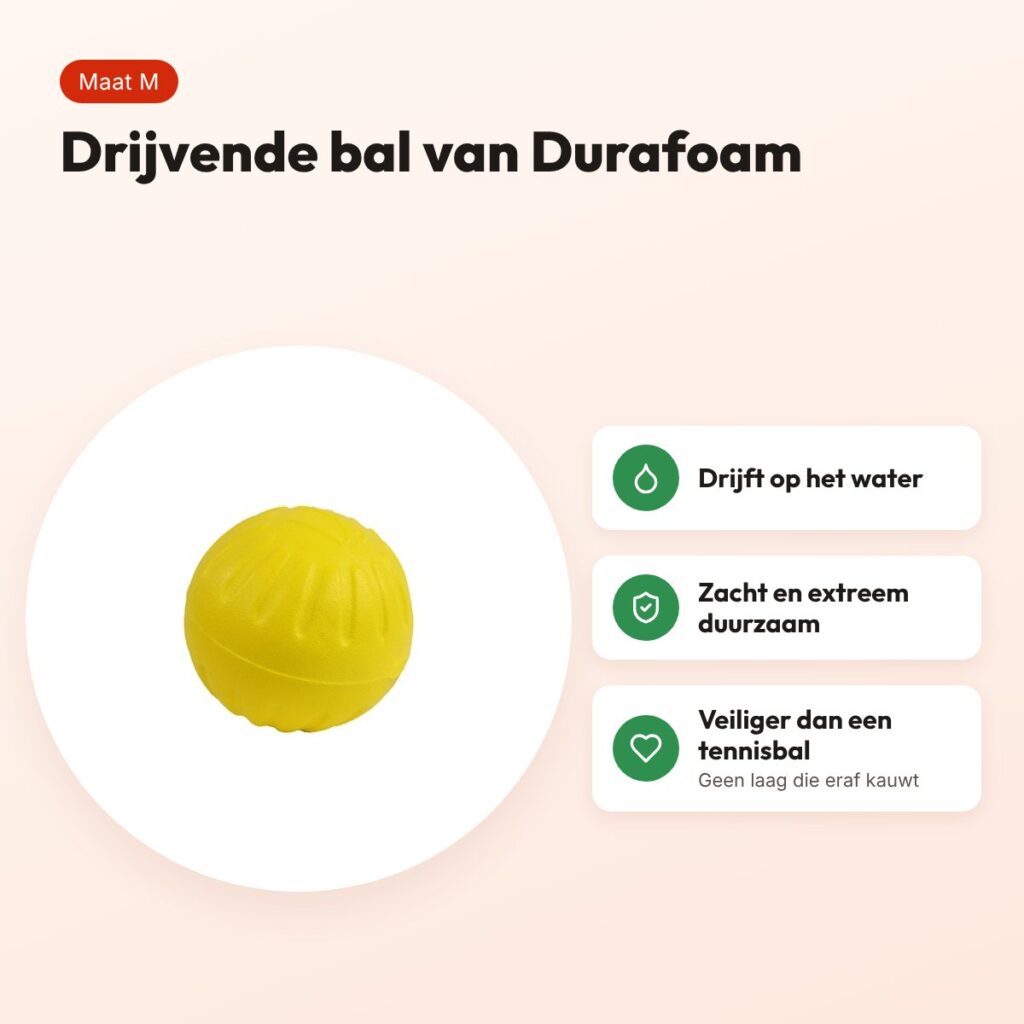 Starmark Durafoam bal geel M 7 cm – drijvend hondenspeelgoed – voordelen