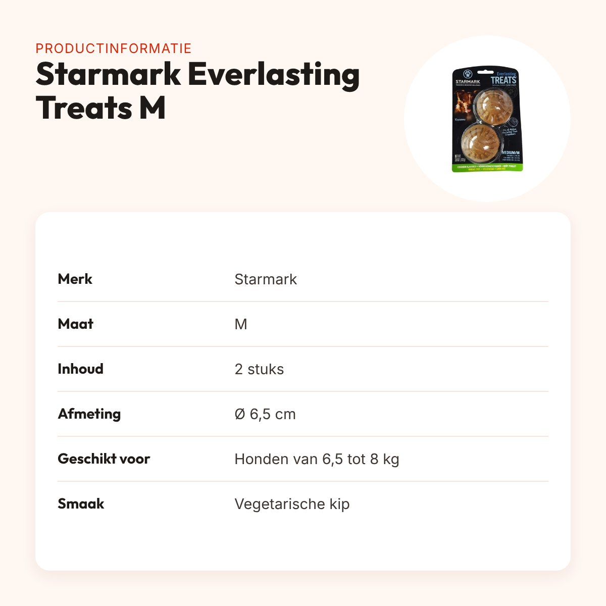 Starmark Everlasting Treats Veggie Kip M – 2 stuks, honden 6,5-8 kg – productinformatie