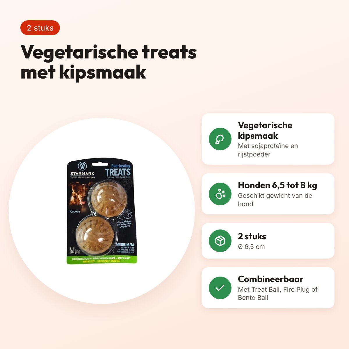 Starmark Everlasting Treats Veggie Kip M – 2 stuks, honden 6,5-8 kg – voordelen