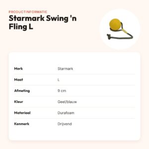 Starmark Swing 'n Fling Durafoam fetchbal aan touw L 9 cm – drijvend – productinformatie