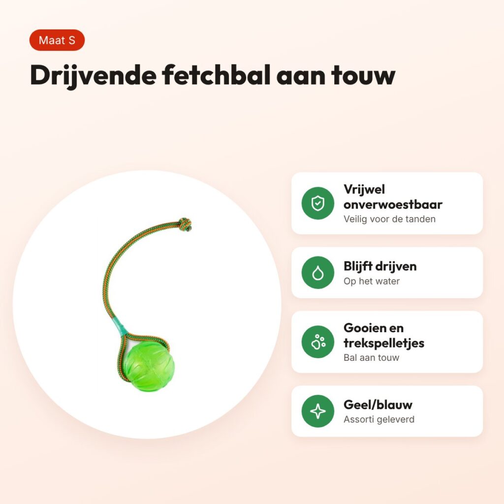 Starmark Swing 'n Fling Durafoam fetchbal aan touw S 9 cm – drijvend – voordelen