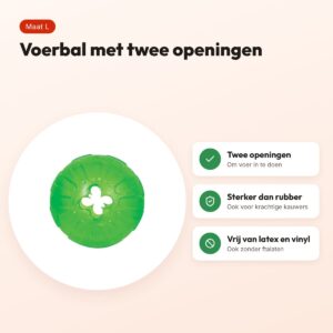 Starmark voerbal Treat Dispensing Chew Ball L 10 cm – groen – voordelen