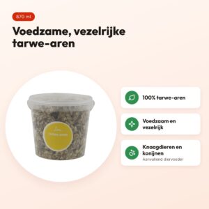 Tarwe-aren voor knaagdieren en konijnen 870 ml – vezelrijke snack – voordelen