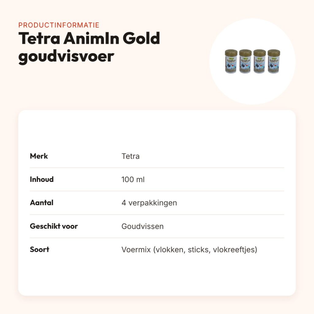 Tetra AnimIn Gold goudvisvoer spirulinavlokken 100 ml – multipack 4 stuks – productinformatie