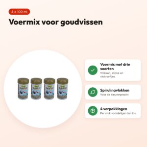 Tetra AnimIn Gold goudvisvoer spirulinavlokken 100 ml – multipack 4 stuks – voordelen