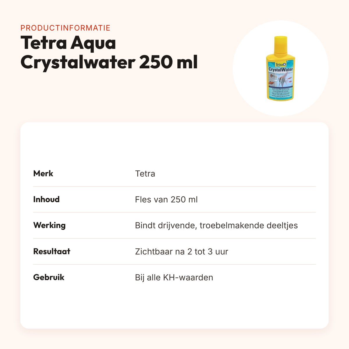 Tetra Aqua Crystalwater 250 ml – maakt troebel aquariumwater helder – productinformatie
