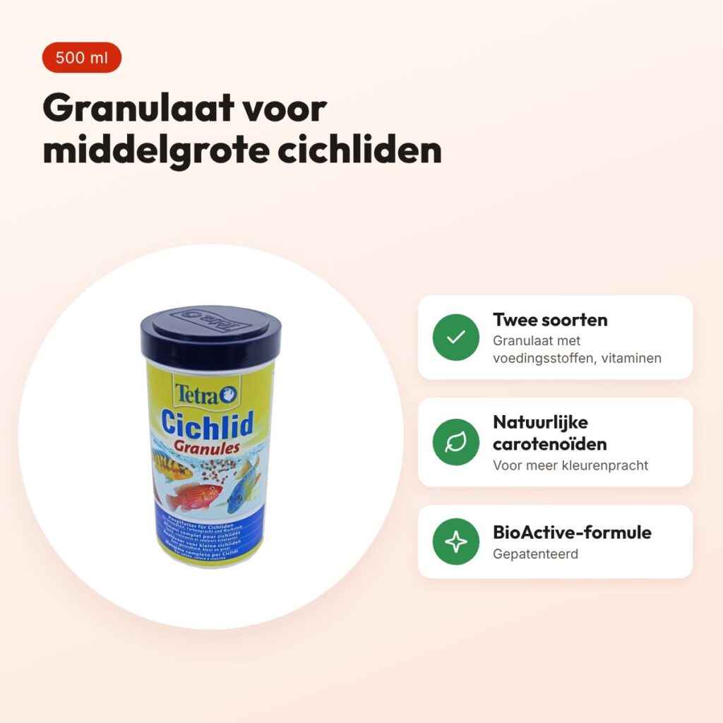 Tetra Cichlid Granules visvoer 500 ml – voor middelgrote cichliden – voordelen