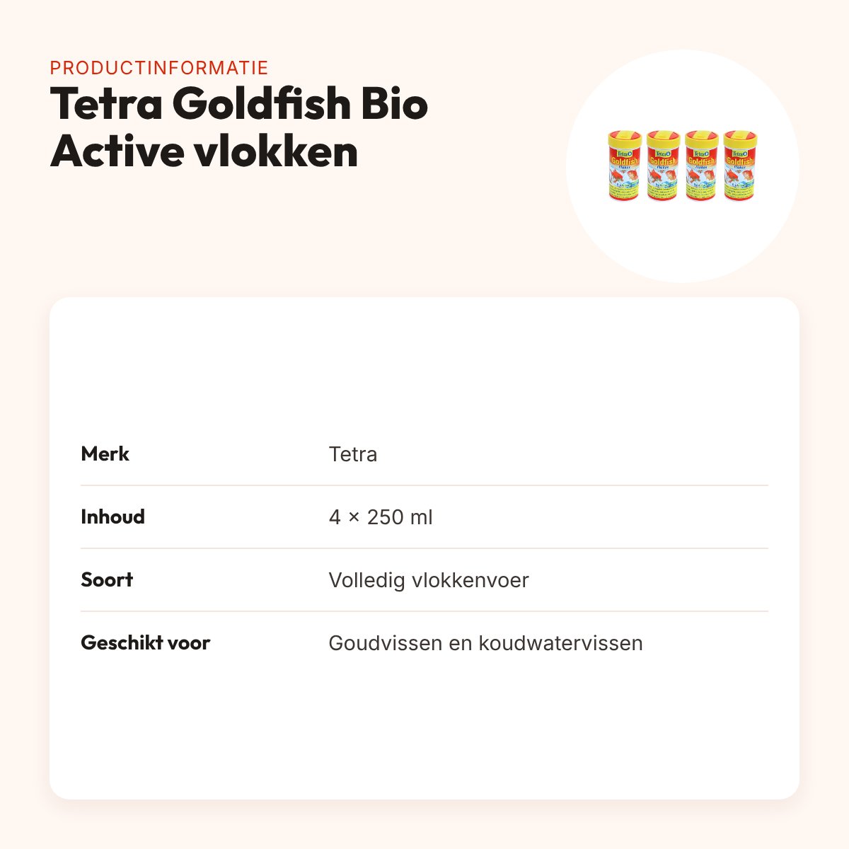 Tetra Goldfish Bio Active vlokken 250 ml – koudwater – multipack 4 stuks – productinformatie