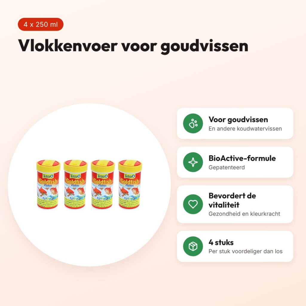 Tetra Goldfish Bio Active vlokken 250 ml – koudwater – multipack 4 stuks – voordelen