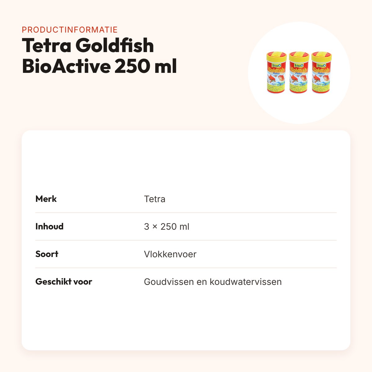Tetra Goldfish BioActive vlokken 250 ml – multipack 3 stuks – productinformatie