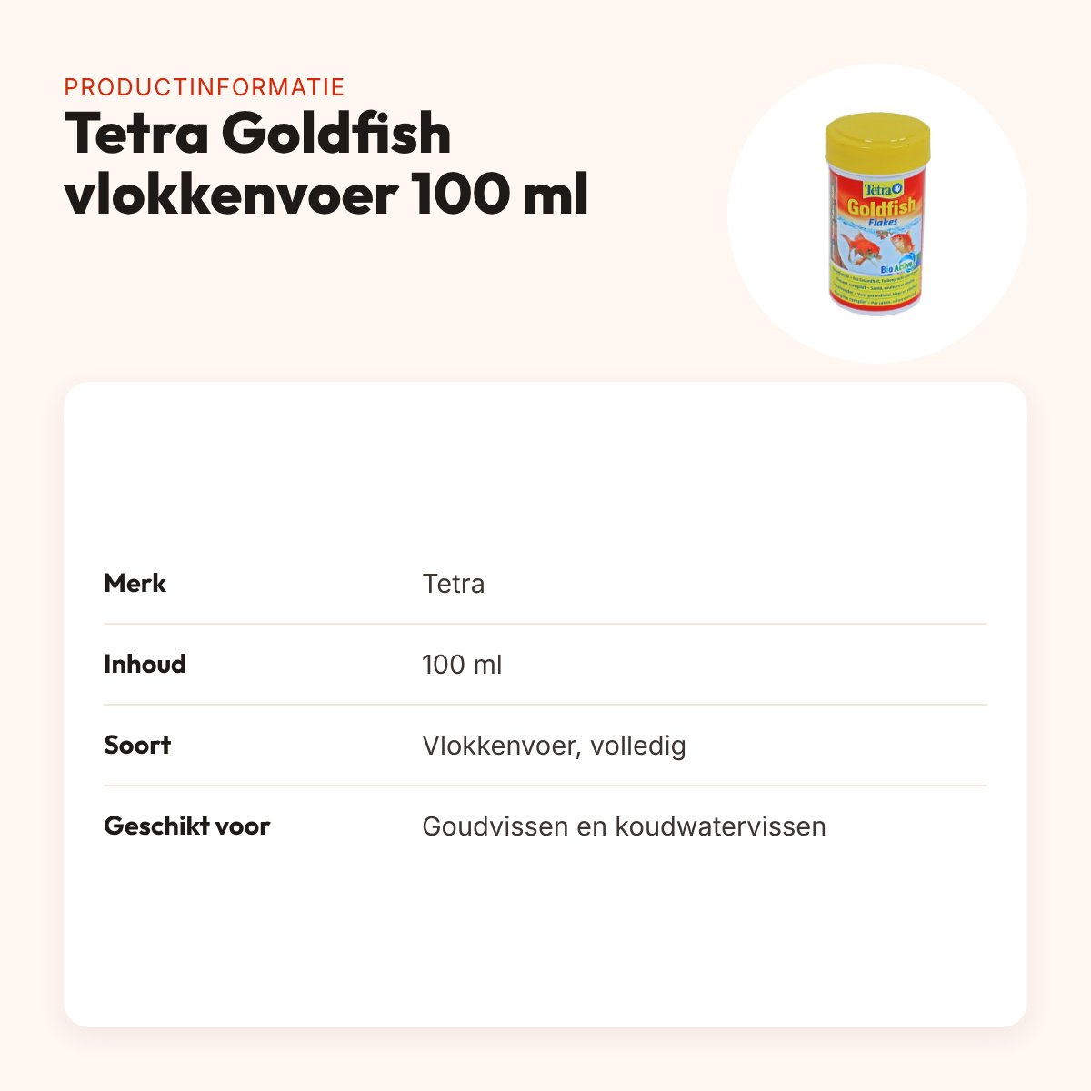 Tetra Goldfish visvoer vlokken 100 ml – BioActive, voor koudwatervissen – productinformatie