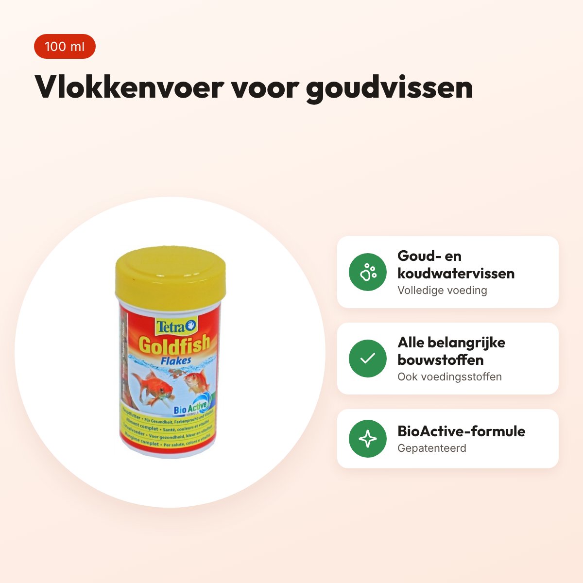 Tetra Goldfish visvoer vlokken 100 ml – BioActive, voor koudwatervissen – voordelen