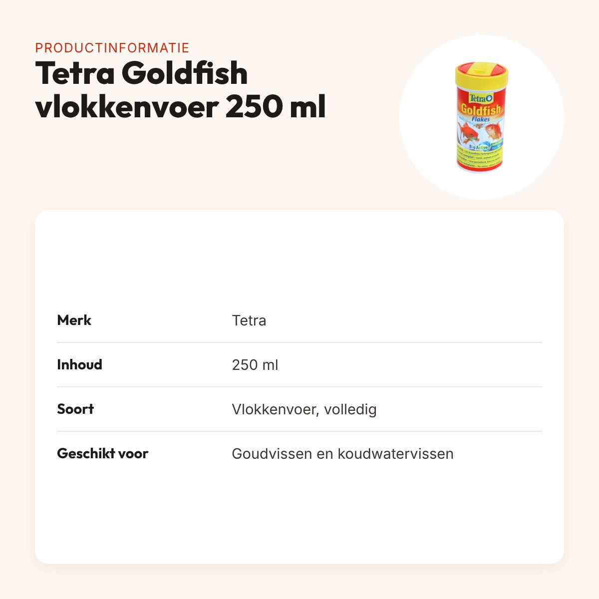 Tetra Goldfish visvoer vlokken 250 ml – BioActive, voor koudwatervissen – productinformatie
