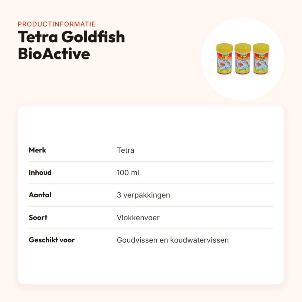 Tetra Goldfish vlokken BioActive 100 ml – goudvissenvoer, multipack 3 stuks – productinformatie