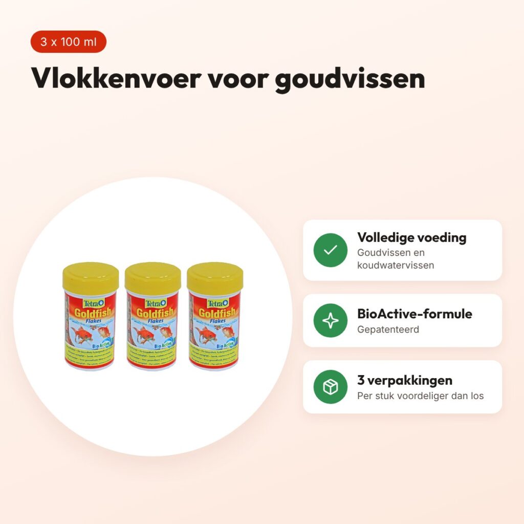Tetra Goldfish vlokken BioActive 100 ml – goudvissenvoer, multipack 3 stuks – voordelen