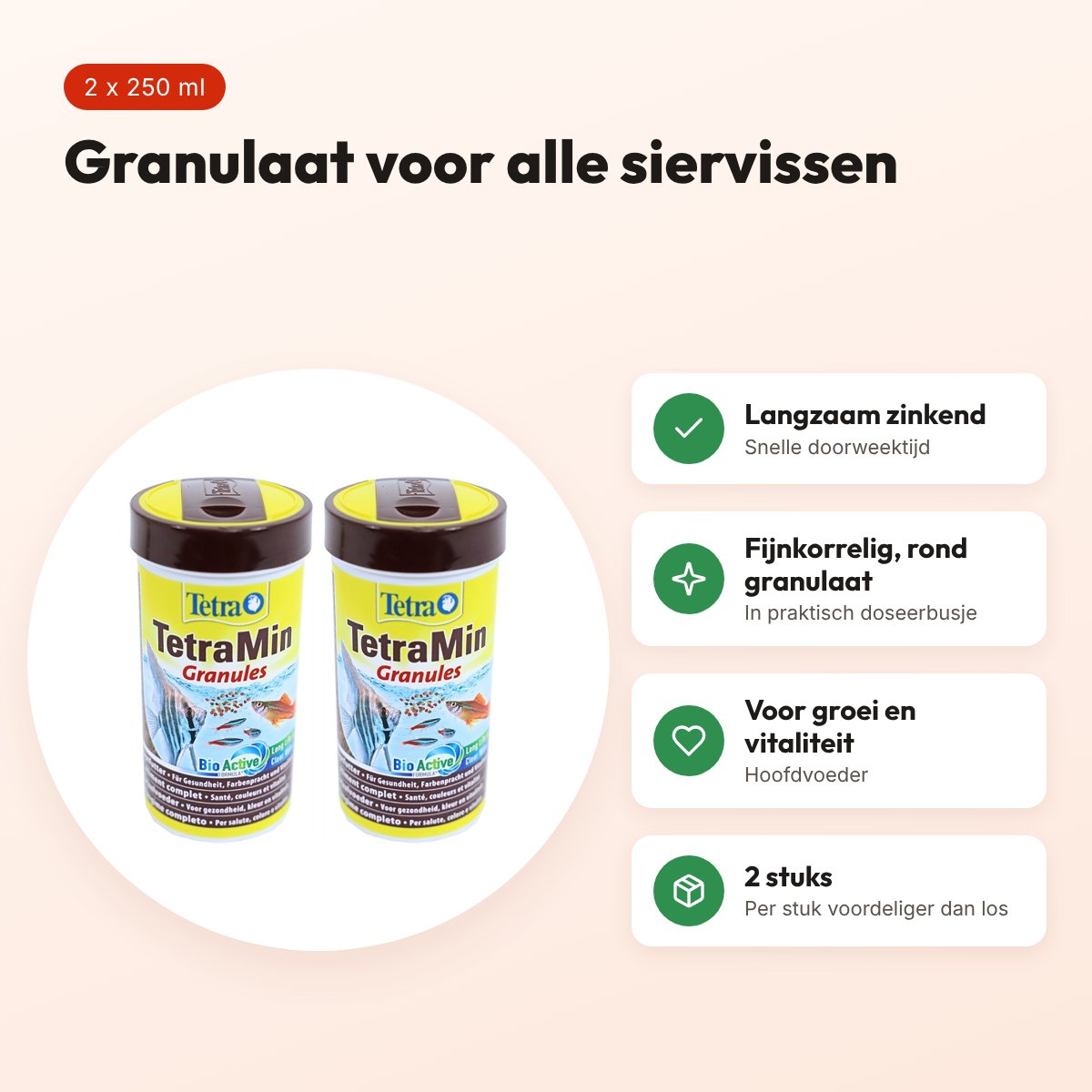 Tetra granulaat siervissen 250 ml – langzaam zinkend – multipack 2 stuks – voordelen