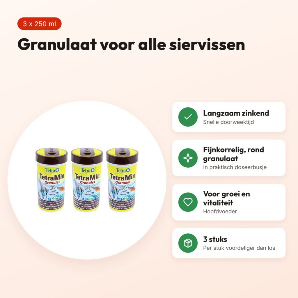 Tetra granulaat siervissen 250 ml – langzaam zinkend – multipack 3 stuks – voordelen