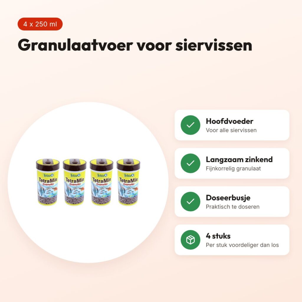 Tetra granulaat siervissen 250 ml – langzaam zinkend, multipack 4 stuks – voordelen