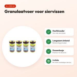 Tetra granulaat siervissen 250 ml – langzaam zinkend, multipack 4 stuks – voordelen