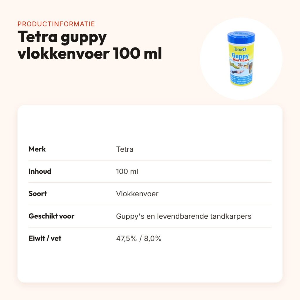 Tetra guppy visvoer vlokken 100 ml – natuurlijke kleurversterkers – productinformatie