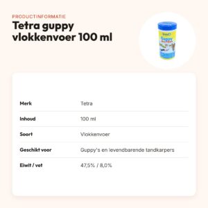 Tetra guppy visvoer vlokken 100 ml – natuurlijke kleurversterkers – productinformatie