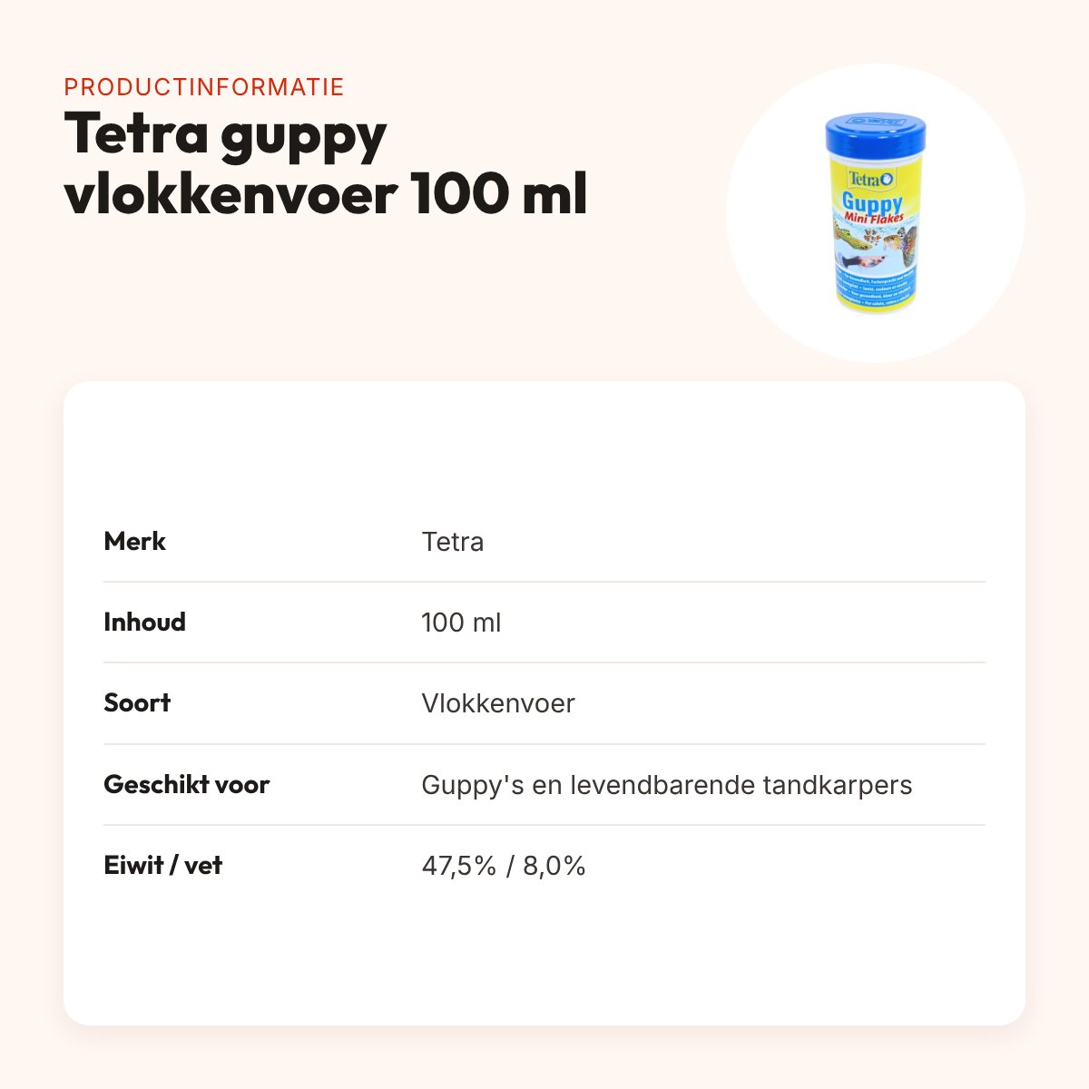 Tetra guppy visvoer vlokken 100 ml – natuurlijke kleurversterkers – productinformatie