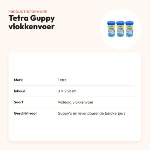 Tetra Guppy visvoer vlokken 250 ml – kleurversterker – multipack 3 stuks – productinformatie