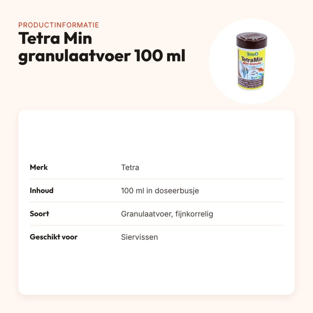 Tetra Min granulaatvoeder 100 ml – fijnkorrelig, voor siervissen – productinformatie