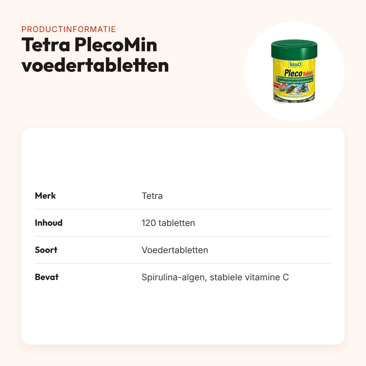 Tetra PlecoMin voedertabletten 120 stuks – met spirulina-algen – productinformatie