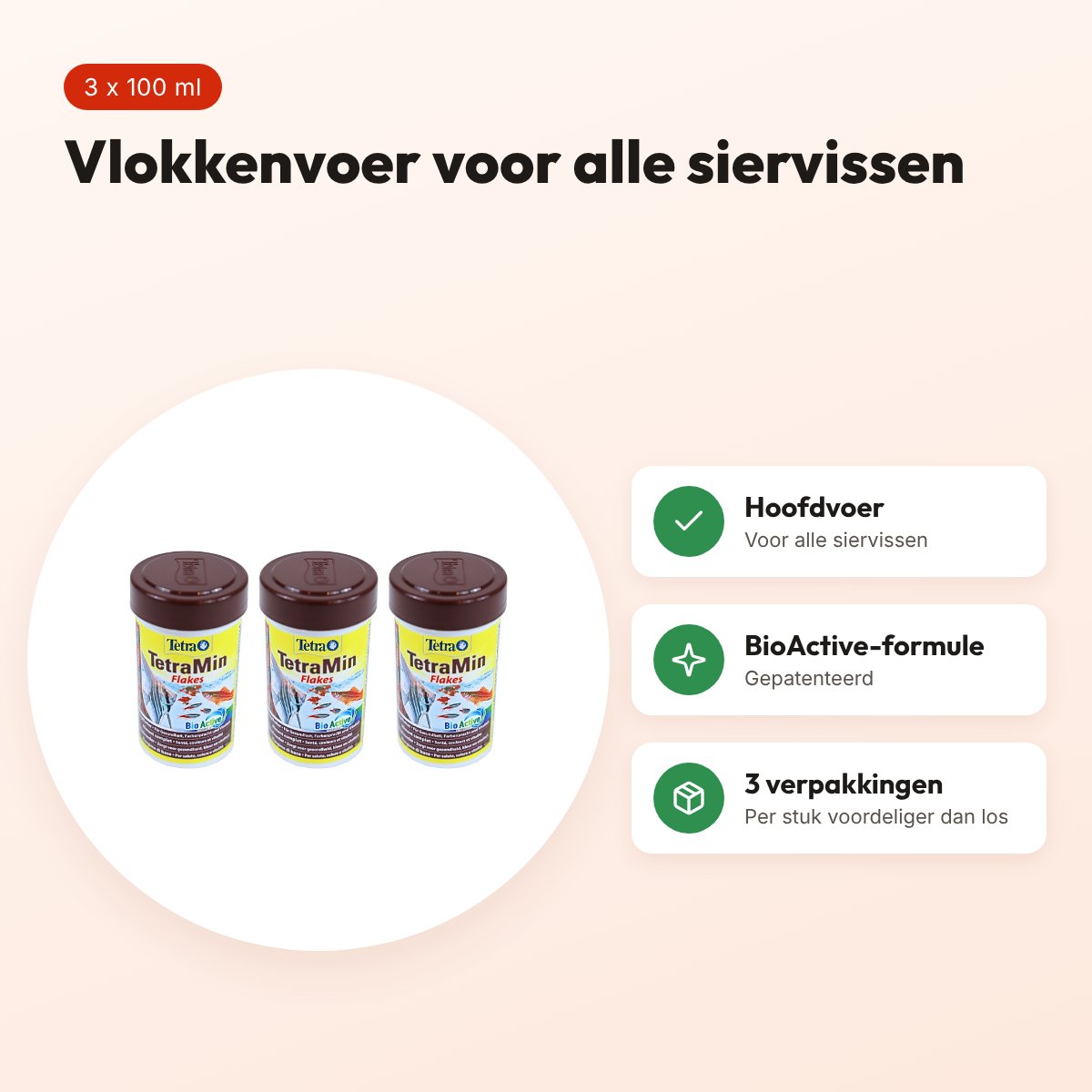 Tetra Tetramin Bio Active vlokken 100 ml – siervissen – multipack 3 stuks – voordelen