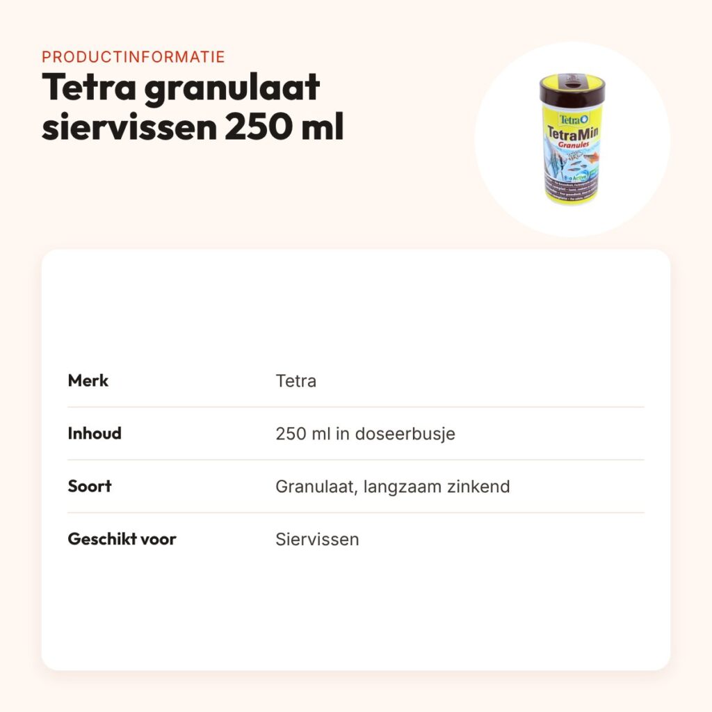 Tetra visvoer granulaat 250 ml – langzaam zinkend, voor siervissen – productinformatie
