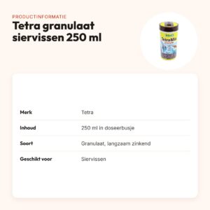 Tetra visvoer granulaat 250 ml – langzaam zinkend, voor siervissen – productinformatie