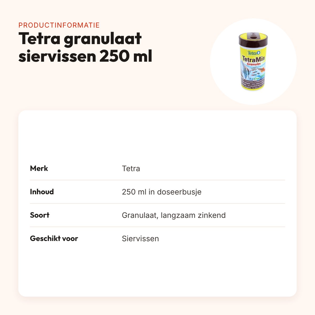 Tetra visvoer granulaat 250 ml – langzaam zinkend, voor siervissen – productinformatie