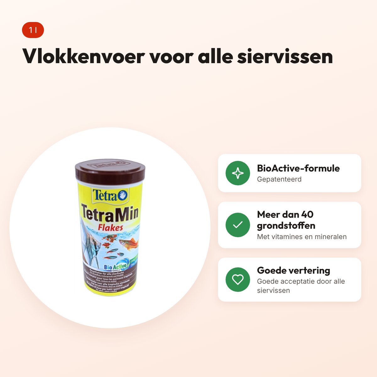 TetraMin BioActive visvoer vlokken 1 liter – voor alle siervissen – voordelen