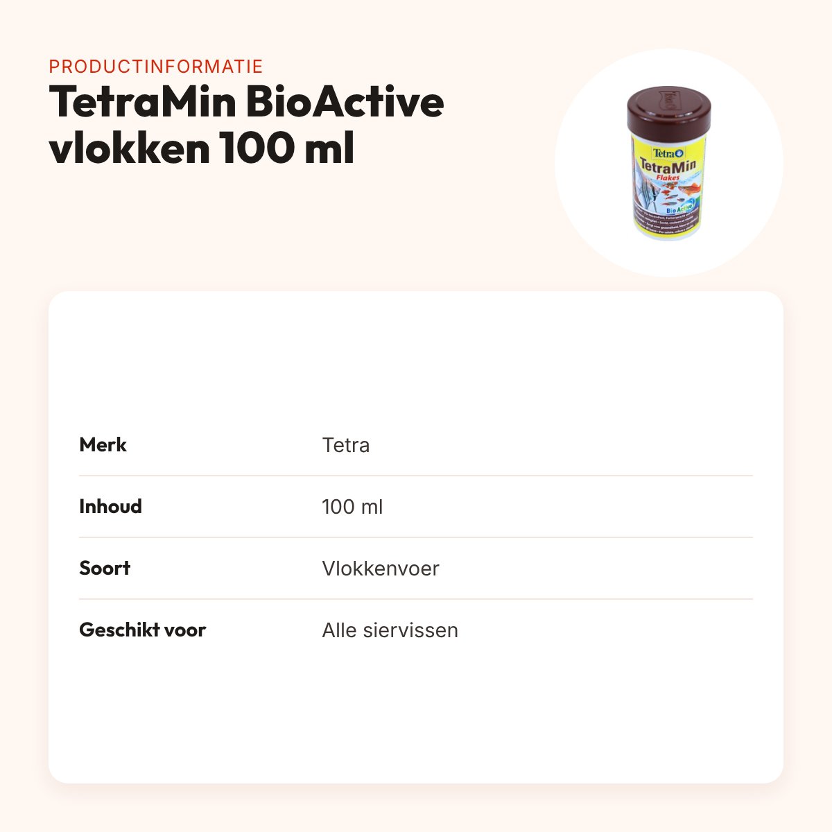 TetraMin BioActive visvoer vlokken 100 ml – voor alle siervissen – productinformatie