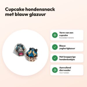 The Barking Bakery Carob Woofin blauw glazuur – cupcake hondensnack – voordelen