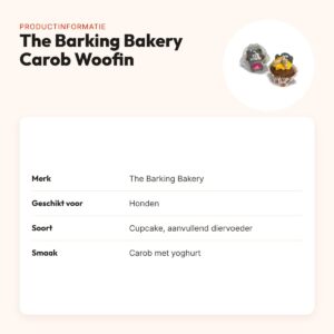 The Barking Bakery Carob Woofin – cupcake hondensnack met yoghurtglazuur – productinformatie