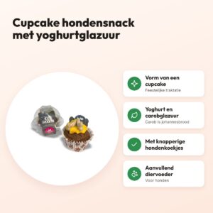 The Barking Bakery Carob Woofin – cupcake hondensnack met yoghurtglazuur – voordelen