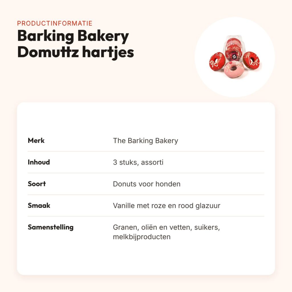 The Barking Bakery Domuttz hartjes donuts – trio, 3 stuks – productinformatie