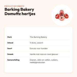 The Barking Bakery Domuttz hartjes donuts – trio, 3 stuks – productinformatie