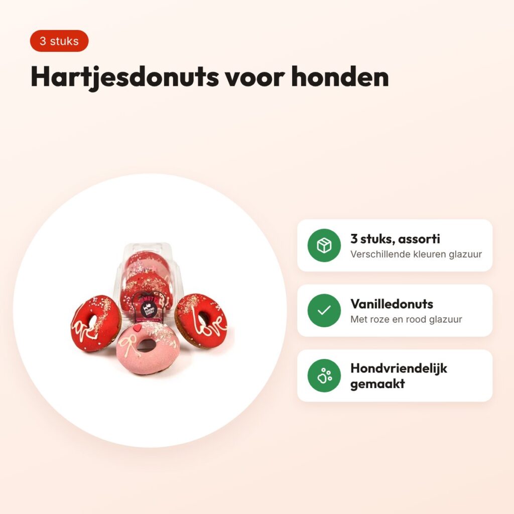 The Barking Bakery Domuttz hartjes donuts – trio, 3 stuks – voordelen